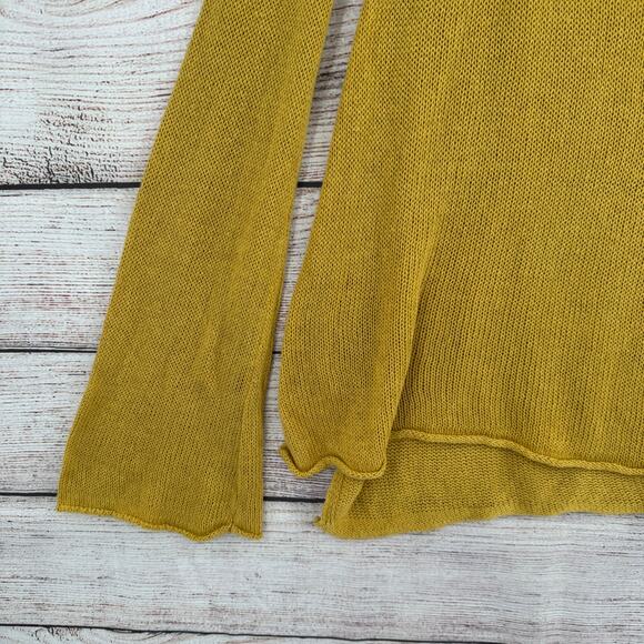 Moth Anthropologie Linen Blend Loose Knit Sweater Womens Large Yellow Boat Neck - Picture 5 of 11